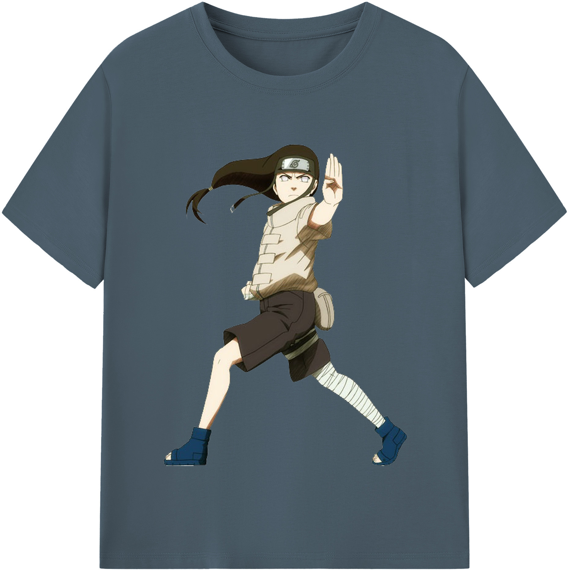 （画像用） NARUTO -ナルト- 日向ネジ Hyūga Neji 綿100％半袖Tシャツ（フロントプリント）